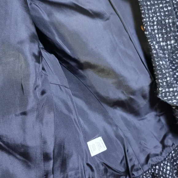 Trina Turk Black White Chic Classic Ruffled Tweed Blazer Jacket Sz 4 - Picture 8 of 10